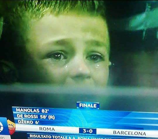 Roma Barcellona lacrime