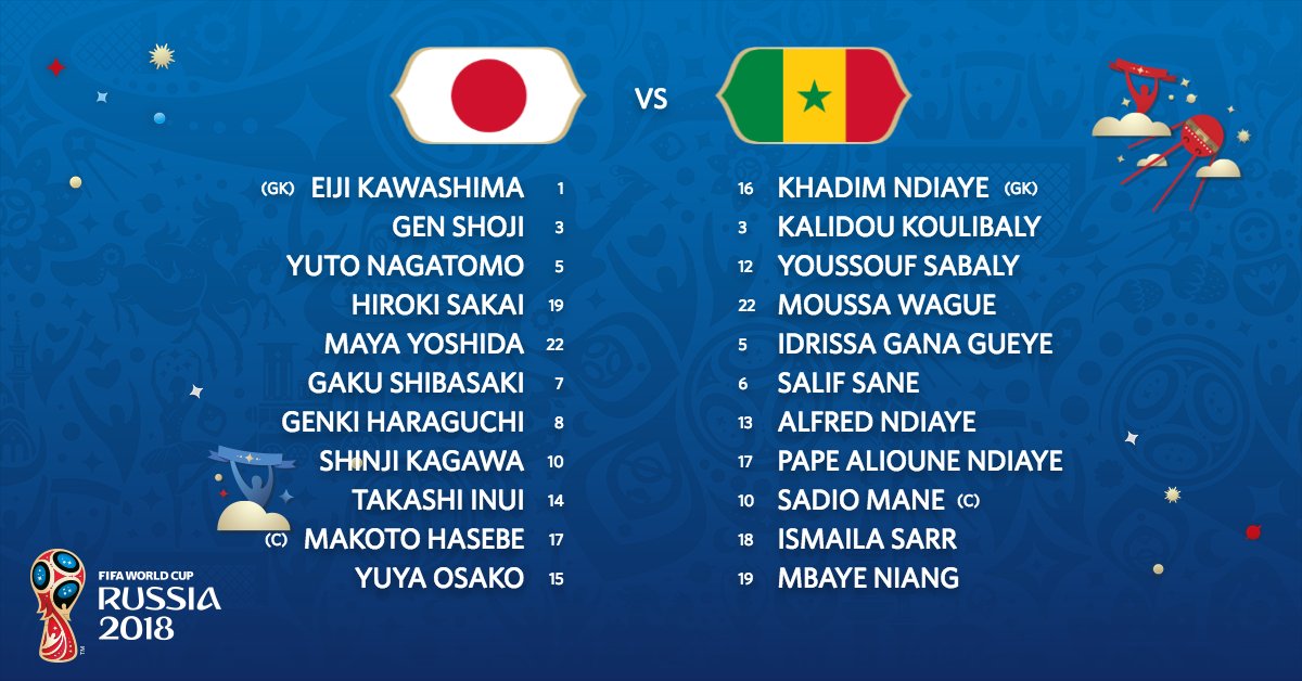 Formazioni ufficiali Giappone-Senegal