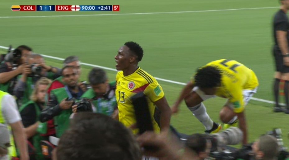 Colombia-Inghilterra gol Mina