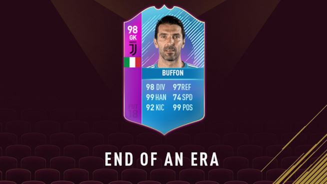 FIFA 18, carta End of an Era di Buffon con 98 di overall