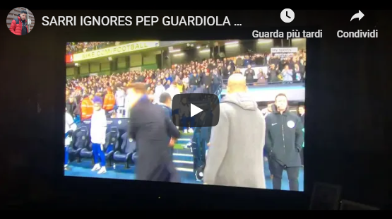 Sarri non saluta Guardiola, dopo l'umiliazione del Chelsea contro il City