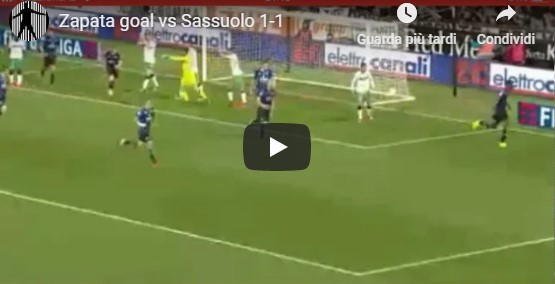 Atalanta - Sassuolo 1-1 gol Zapata video