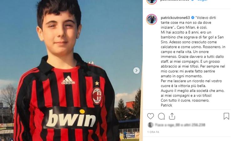 Cutrone, lettera d'addio al Milan: 'Per sempre rossonero, in campo e nella vita. È stato un onore' FOTO