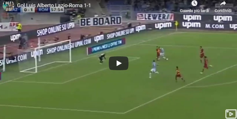 Lazio - Roma 1-1 gol Luis Alberto